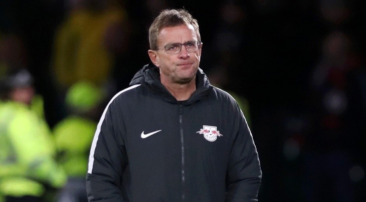 Ralf Rangnick at RB Leipzig. (Ian MacNicol/Getty Images)