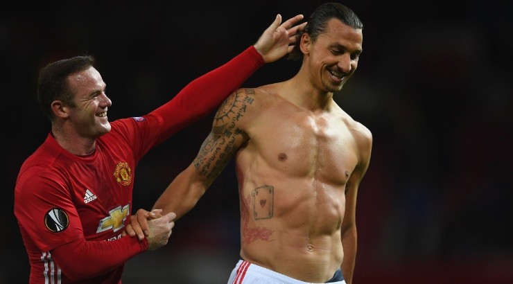Wayne Rooney (left) and Zlatan Ibrahimovic (right) of Manchester United. (Laurence Griffiths/Getty Images)