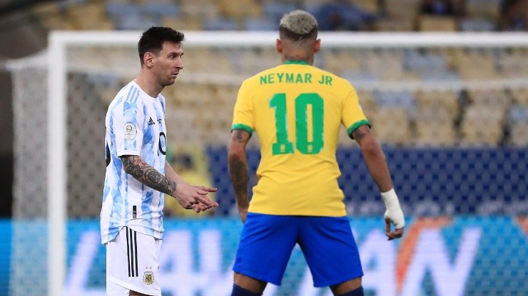 Lionel Messi of Argentina and Neymar Jr. of Brazil