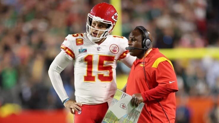 Patrick Mahomes and Eric Bieniemy with the Kansas City Chiefs