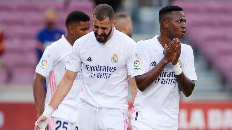 Benzema clearly isn't a fan of Vinicius. (Getty)