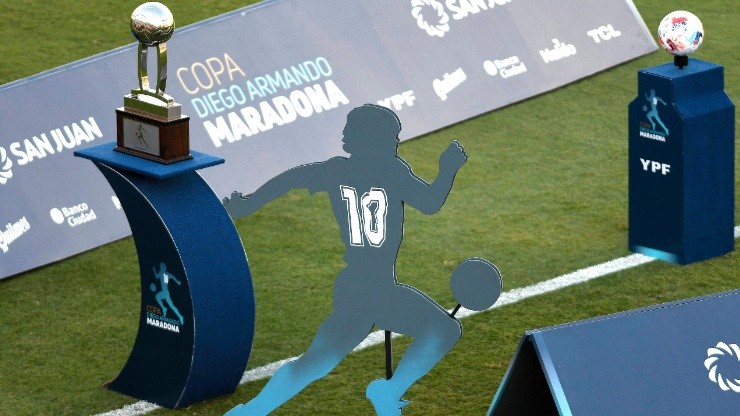 The trophy of Copa Diego Maradona 2020. (Getty)