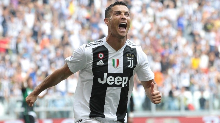 Cristiano Ronaldo of Juventus celebrates after scoring against Sassuolo. (Getty).jpg