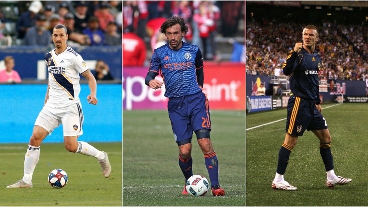 Zlatan Ibrahimovic, Andrea Pirlo, and David Beckham (Getty)