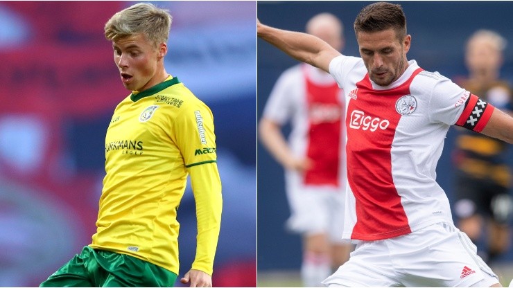 Emil Hansson of Fortuna Sittard (left) and Dusan Tadic of Ajax (right)