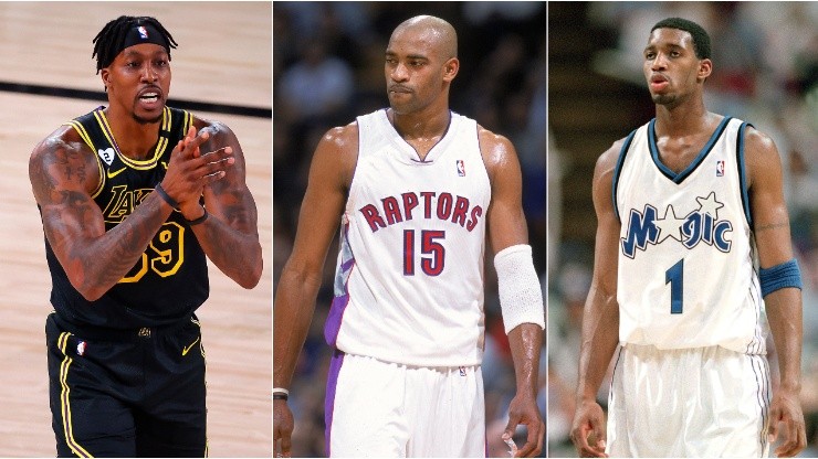 Dwight Howard (left), Vince Carter (c), and Tracy McGrady were left out of the NBA 75th anniversary list.