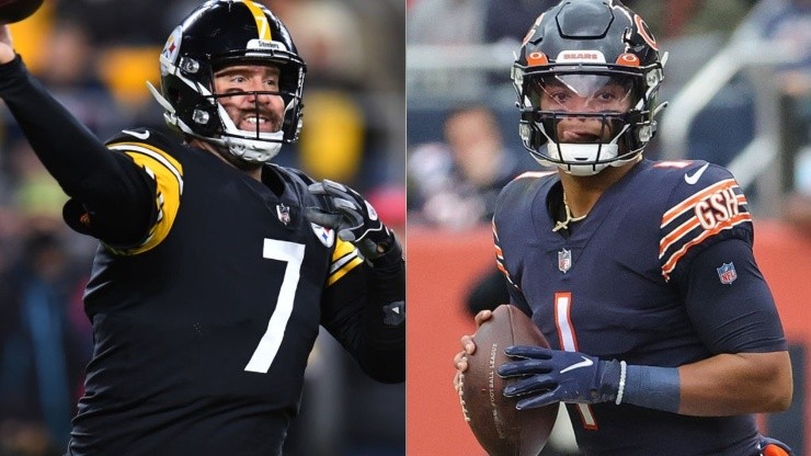 Ben Roethlisberger of Pittsburgh Steelers (left) and Justin Fields of Chicago Bears