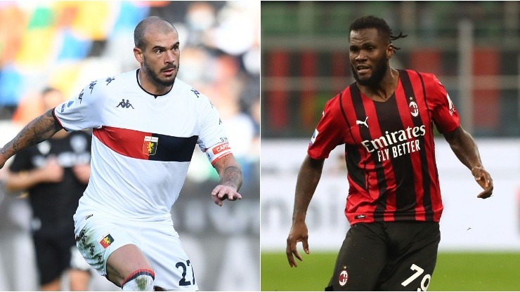 Stefano Sturaro from Genoa CFC (left) and Franck Kessie from AC Milan