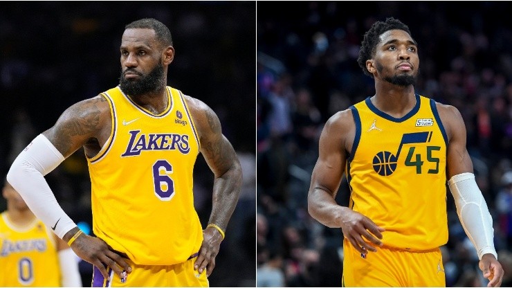 LeBron James of the Los Angeles Lakers and Donovan Mitchell of the Utah Jazz
