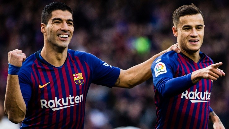 Luis Suarez (left) and Coutinho (right) at Barcelona in 2018