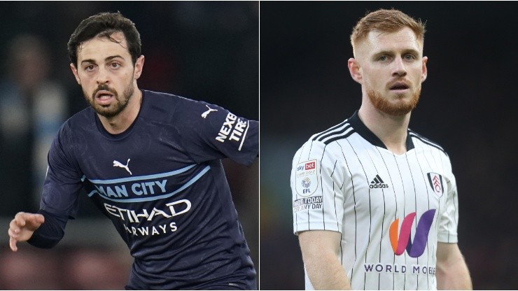 Manchester City's Bernardo Silva (left) and Fulham's Harrison Reed (right)