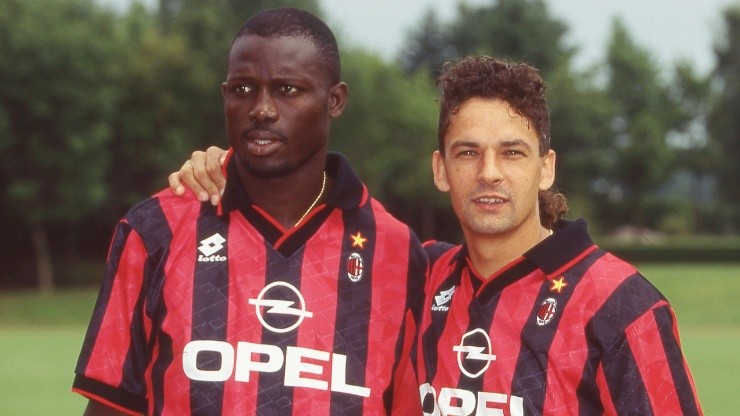 George Weah and Roberto Baggio of AC Milan