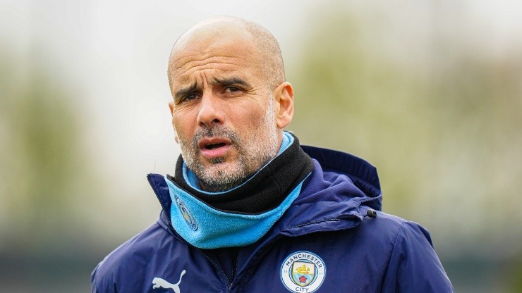 Manchester City's Pep Guardiola in action during training