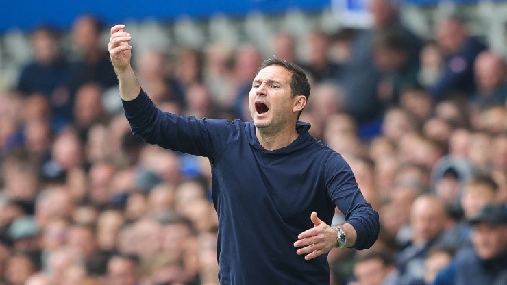 Frank Lampard, manager of Everton, reacts during the Premier League match between Everton and Chelsea at Goodison Park on May 01, 2022 in Liverpool, England.