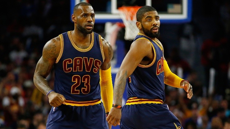 LeBron James and Kyrie Irving playing for the Cavaliers.