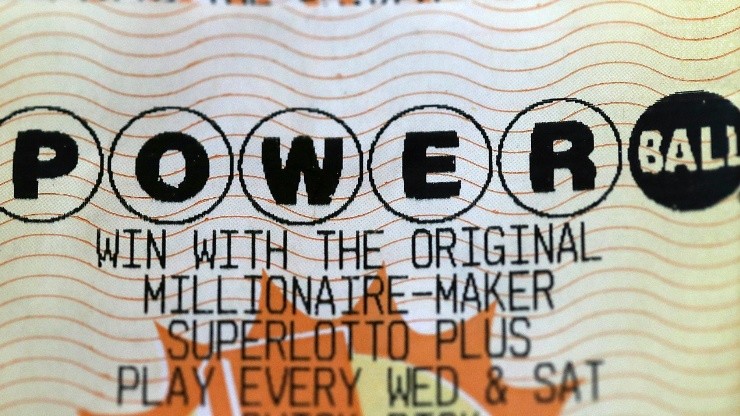 Powerball lottery tickets are displayed