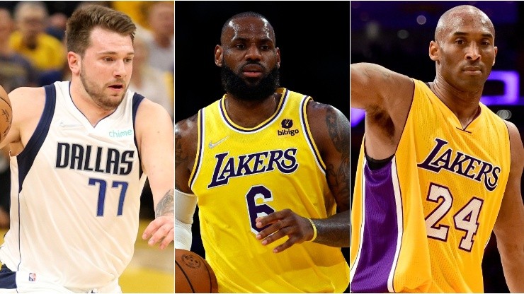 Luka Doncic of Dallas Mavericks, LeBron James and Kobe Bryant of Los Angeles Lakers