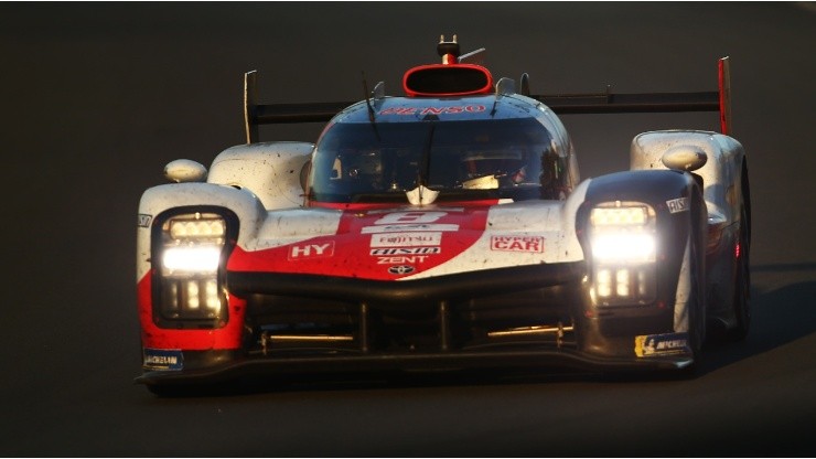 Toyota Gazoo Racing GR010 Hybrid of Sebastien Buemi, Brendon Hartley, and Ryo Hirakawa drives during the 24 Hours of Le Mans
