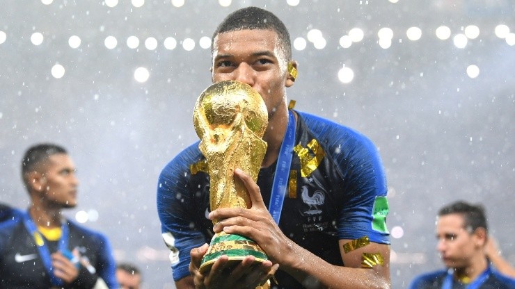 Kylian Mbappe after winning the 2018 FIFA World Cup at Russia.