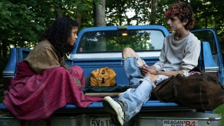 Timothée Chalamet and Taylor Russell in Bones and All.