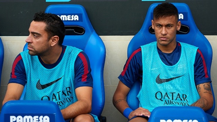 Xavi Hernandez (left) and Neymar when they were teammates at FC Barcelona.