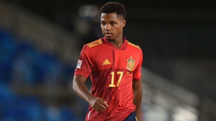 Ansu Fati in action for Spain.
