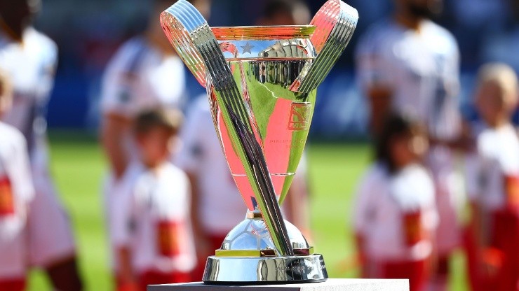 The Philip F. Anschutz trophy prior to the MLS Cup Finals game