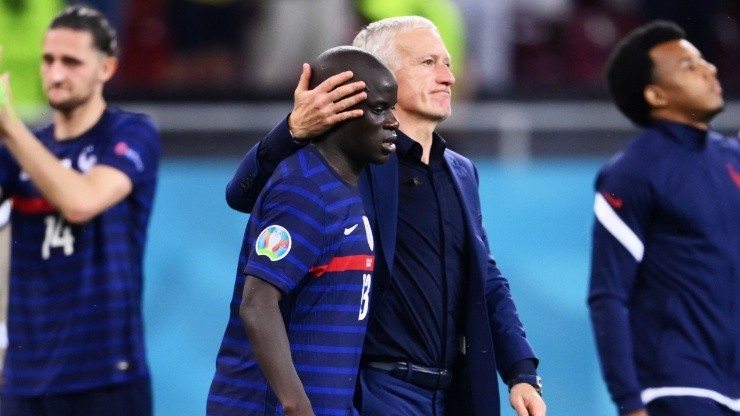 N'Golo Kante with French national team coach Didier Deschamps.