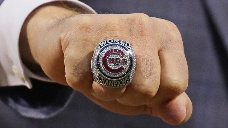 GM Jed Hoyer of the Cubs with the 2016 World Series ring