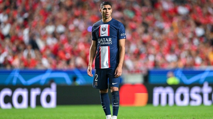 Achraf Hakimi of PSG in a Champions League game vs Benfica