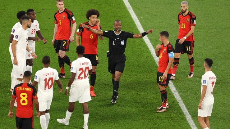 Referee Janny Sikazwe during Canada vs. Belgium