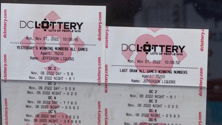 Old winning lottery numbers are on display in Washington, DC.