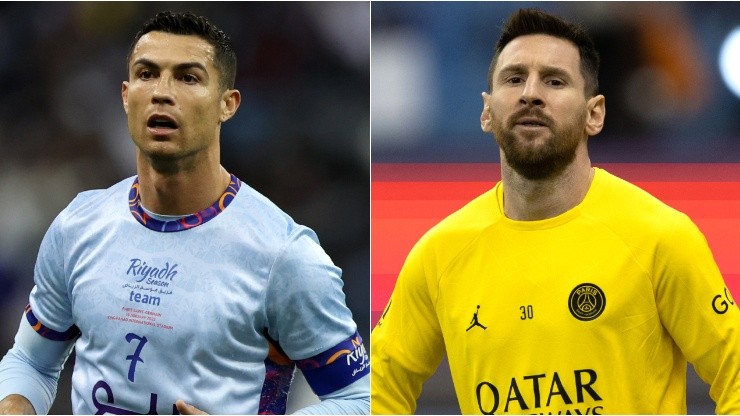 Cristiano Ronaldo of Riyadh XI and Lionel Messi of PSG