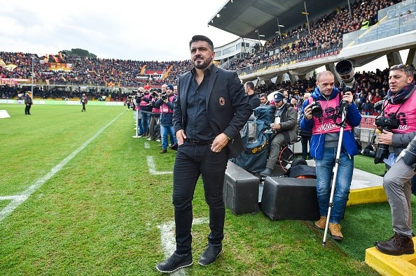 Gattuso en su debut como entrenador de Milan.