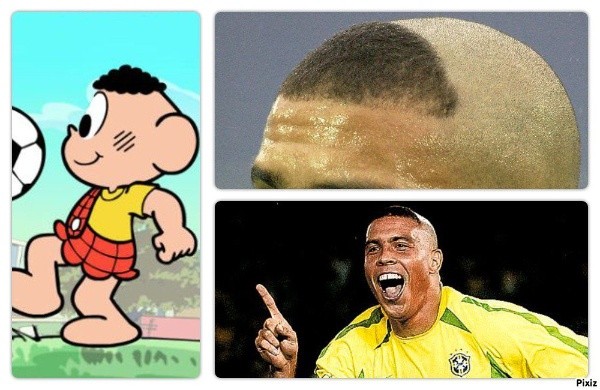 ¿PARECIDOS? Así era el peinado de la caricatura que veía Ronaldo en Brasil.