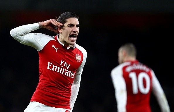 Bellerín festeja el tanto del empate.