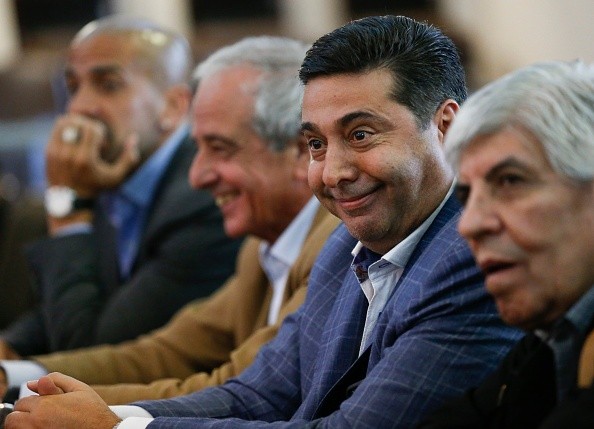Angelici junto a los presidentes de Estudiantes, River e Independiente.