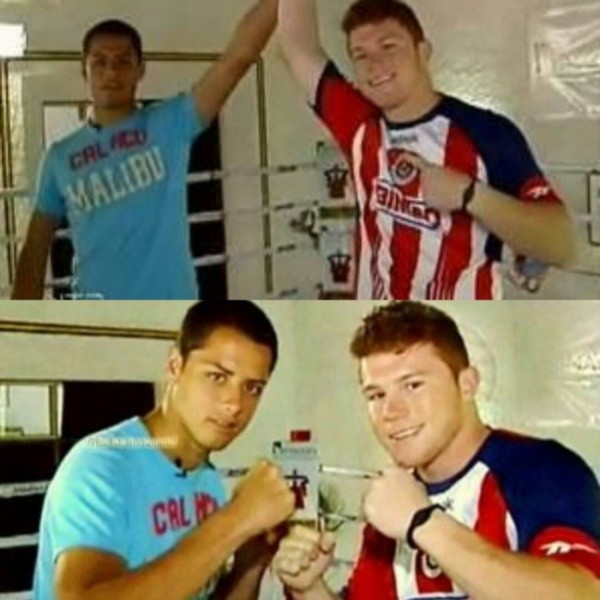 Canelo yChicharito en una promoción antigua.