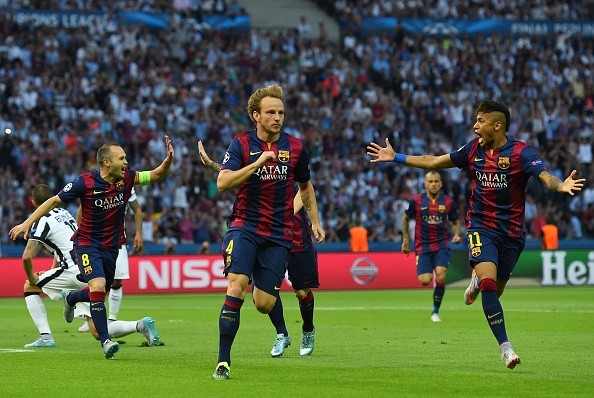 Iván y Ney, festejando tras el gol del primero en la final de la Champions 2015.