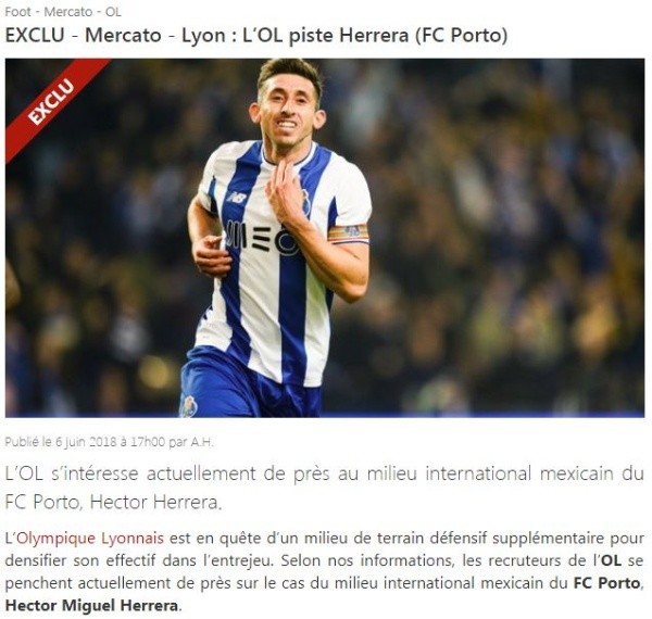 En Francia colocan a Herrera en Lyon (le10Sport)