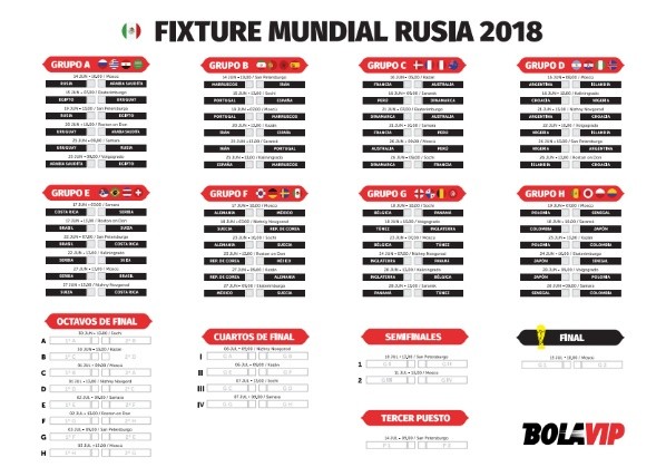 sentar eliminar presentación Descarga e imprime el calendario completo del Mundial de Rusia 2018