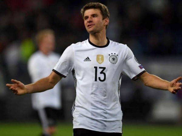 Thomas Müller con la camiseta de la Selección Alemania.