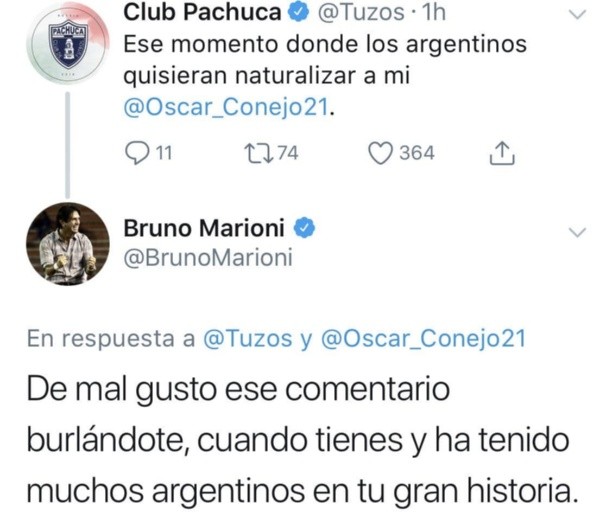 El cruce de Tuzos con Marioni (Twitter)