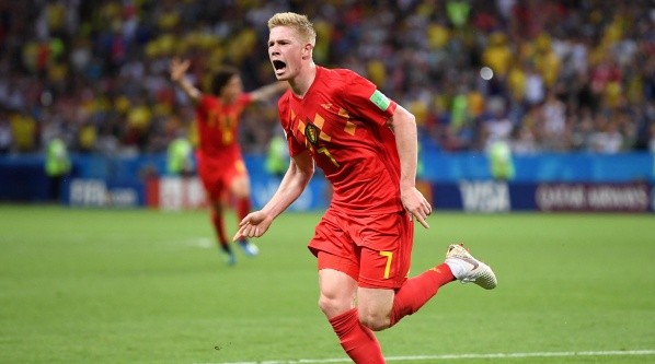 Foto de los jugadores de Bélgica ante Brasil.