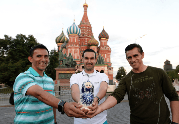 Terna arbitral mexicana en la Copa del Mundo de Rusia 2018.