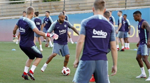 Foto de Arturo Vidal entrenando en Barcelona.