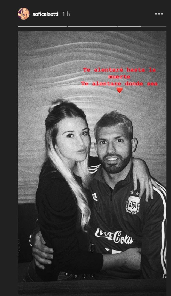 Sofía Calzetti y su foto con el Kun. (Instagram)