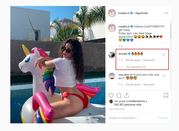 El comentario de Emrata. (Instagram)