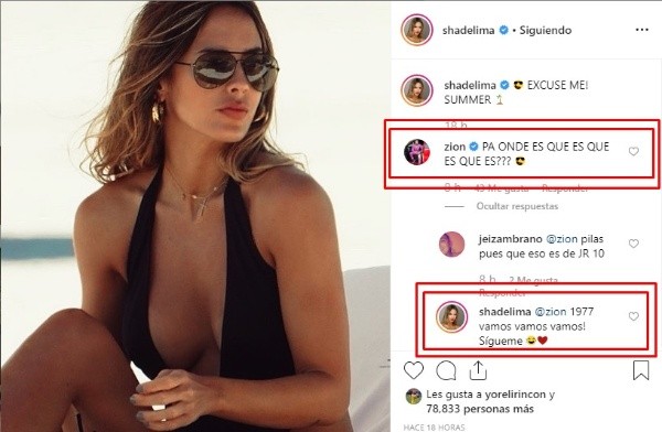 Siguen los 'coqueteos' entre Shannon de Lima y Zion en Instagram