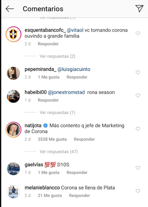 El comentario de Nati Jota que la rompió en Instagram.